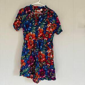 Vintage 80s bright floral jumpsuit/romper women's small/medium